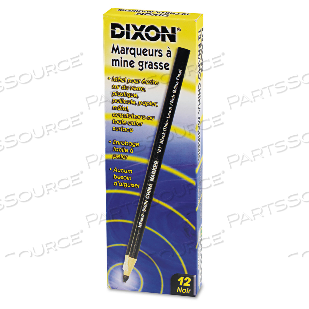 CHINA MARKER, BLACK, THIN LEAD by Dixon Ticonderoga CHINA MARKER, BLACK, THIN LEAD by Dixon Ticonderoga