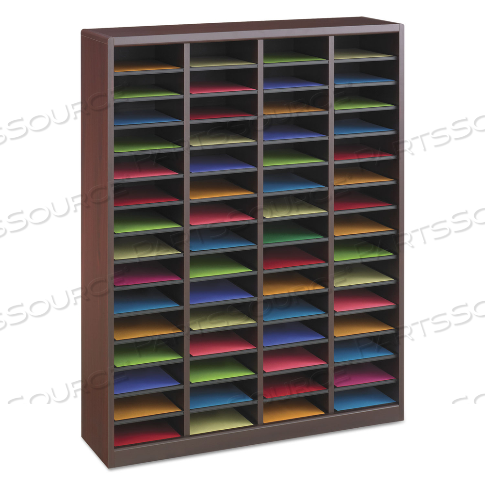 WOOD/FIBERBOARD E-Z STOR SORTER, 60 COMPARTMENTS, 40 X 11.75 X 52.25, MAHOGANY, 2 BOXES 