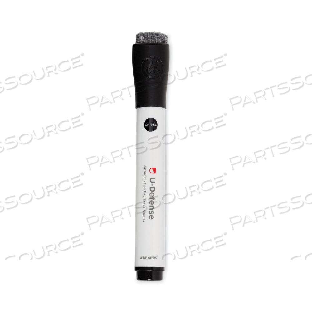 U-DEFENSE ANTIMICROBIAL DRY-ERASE MARKERS, BROAD CHISEL TIP, BLACK by U Brands