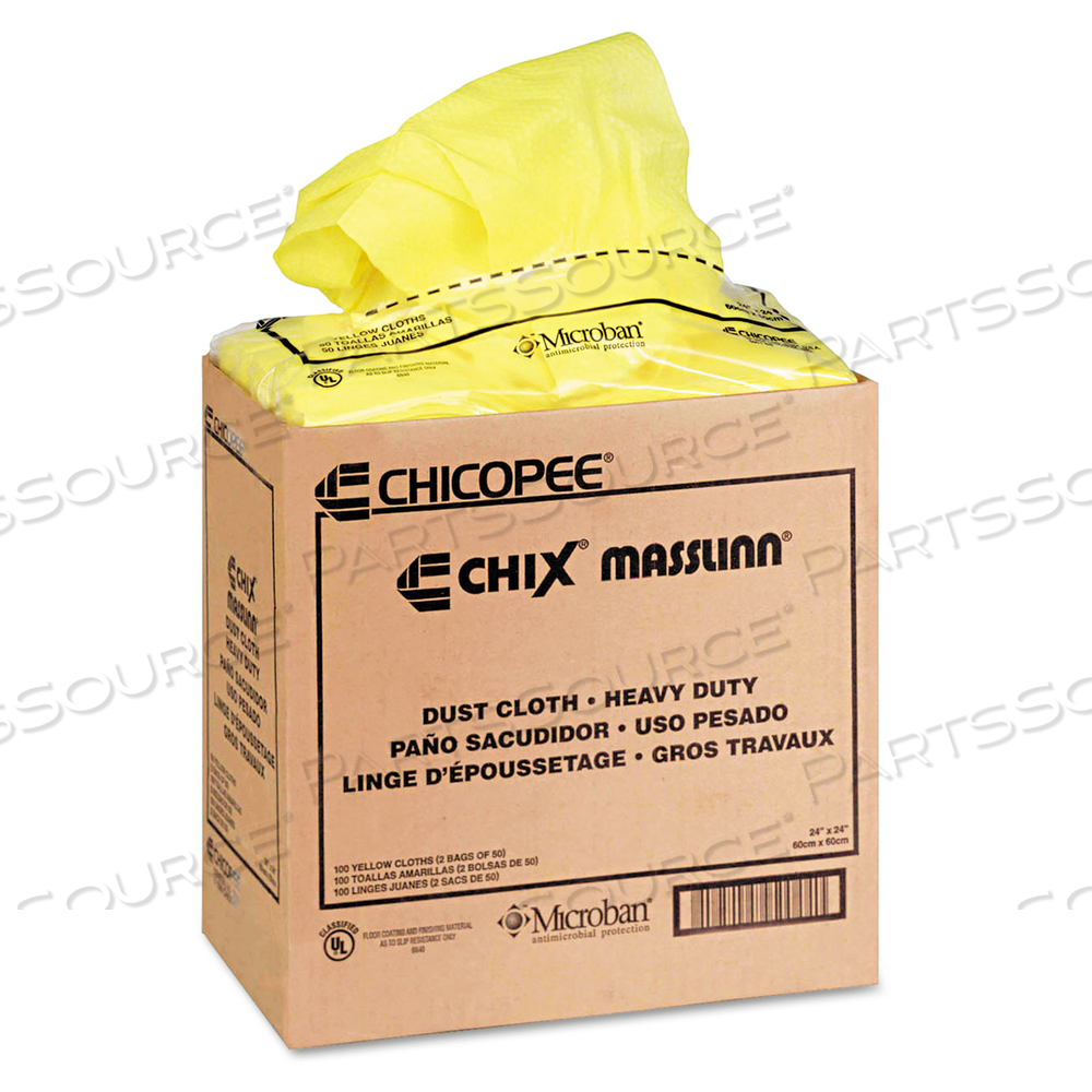 MASSLINN DUST CLOTHS, 24 X 24, YELLOW, 50/BAG 