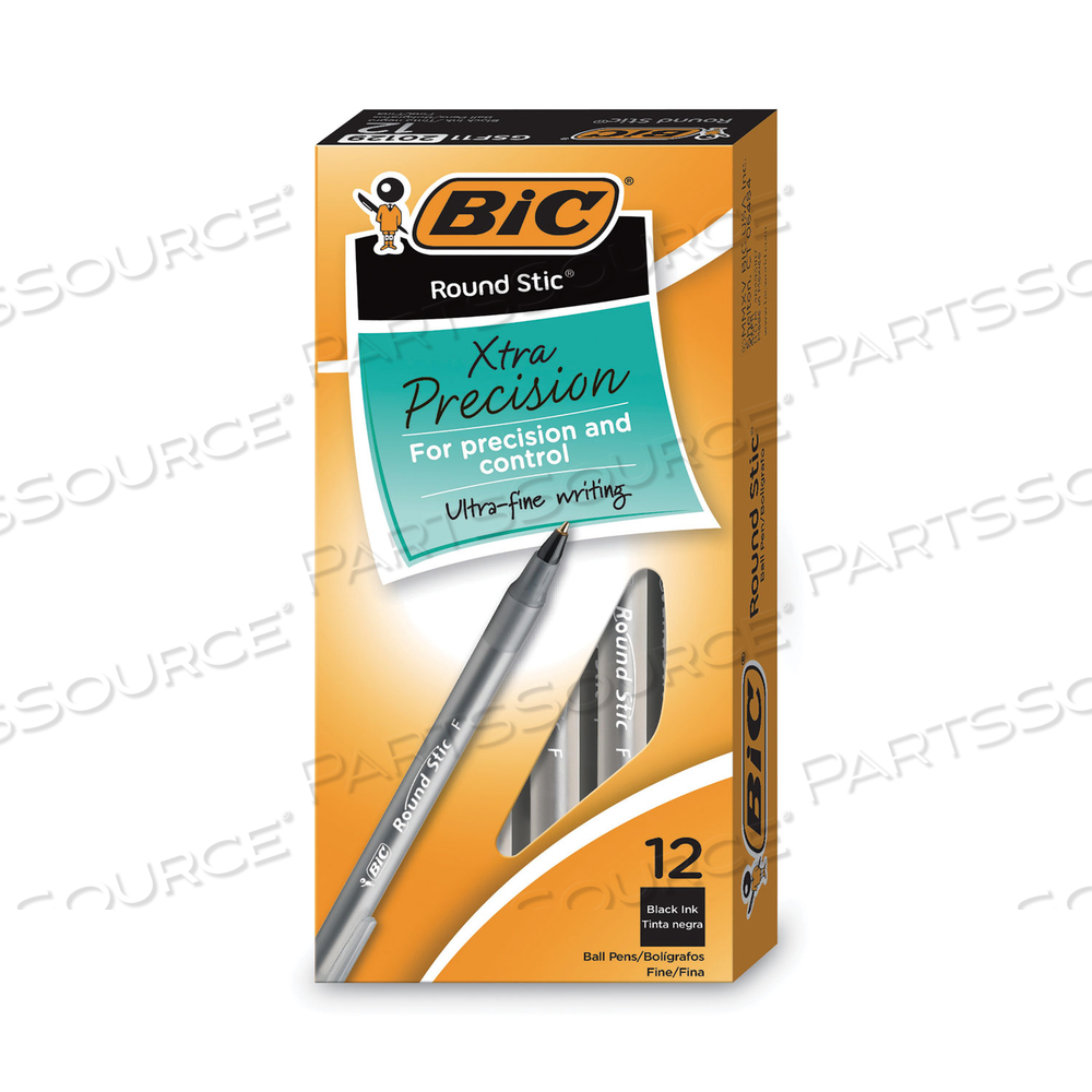 ROUND STIC XTRA PRECISION BALLPOINT PEN, STICK, FINE 0.8 MM, BLACK INK, SMOKE BARREL by BIC ROUND STIC XTRA PRECISION BALLPOINT PEN, STICK, FINE 0.8 MM, BLACK INK, SMOKE BARREL by BIC
