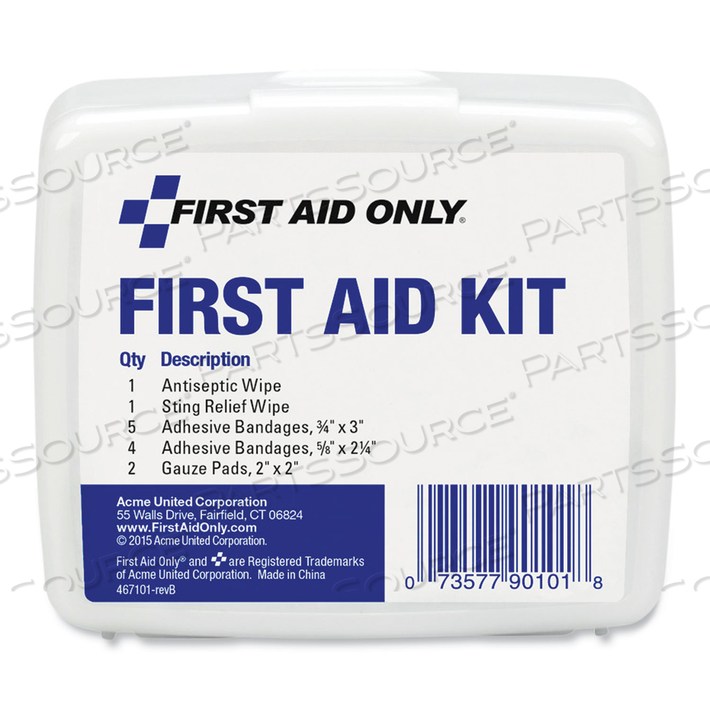 FIRST AID ON THE GO KIT, MINI, 13 PIECES, PLASTIC CASE by First Aid Only