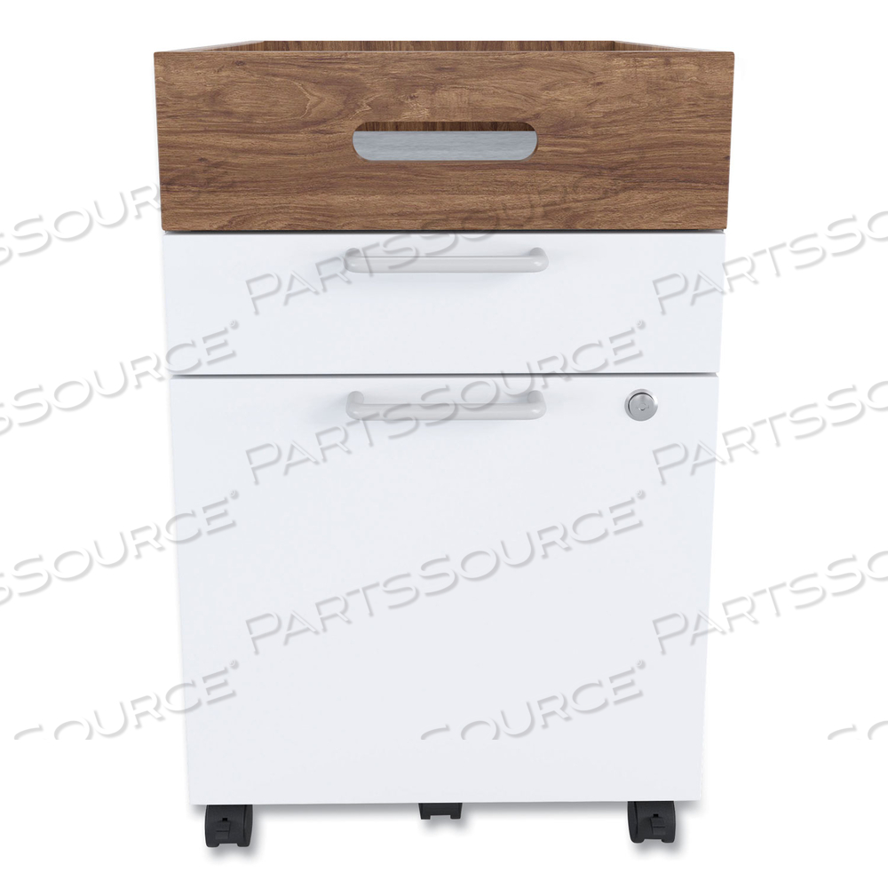 ESSENTIALS MOBILE PEDESTAL FILE, LEFT OR RIGHT, 2-DRAWERS: BOX/FILE, LEGAL/LETTER, WHITE/ESPRESSO, 15.5" X 21.2" X 24.2" by Union & Scale ESSENTIALS MOBILE PEDESTAL FILE, LEFT OR RIGHT, 2-DRAWERS: BOX/FILE, LEGAL/LETTER, WHITE/ESPRESSO, 15.5" X 21.2" X 24.2" by Union & Scale