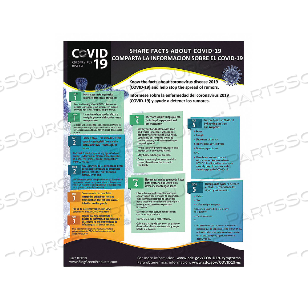COVID-19 SAFETY POSTER 22 IN PLASTIC by ZING Green Safety Products