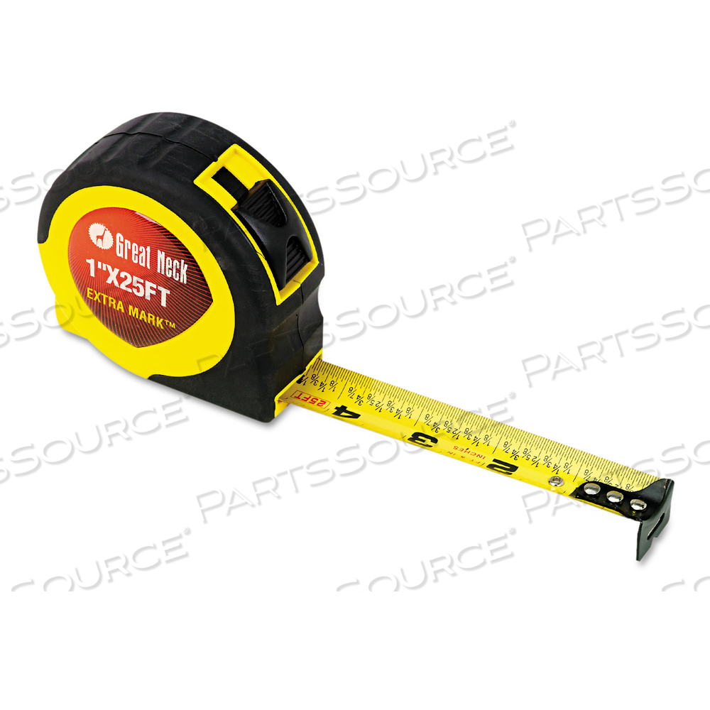 EXTRAMARK POWER TAPE, 1" X 25 FT, STEEL, YELLOW/BLACK 