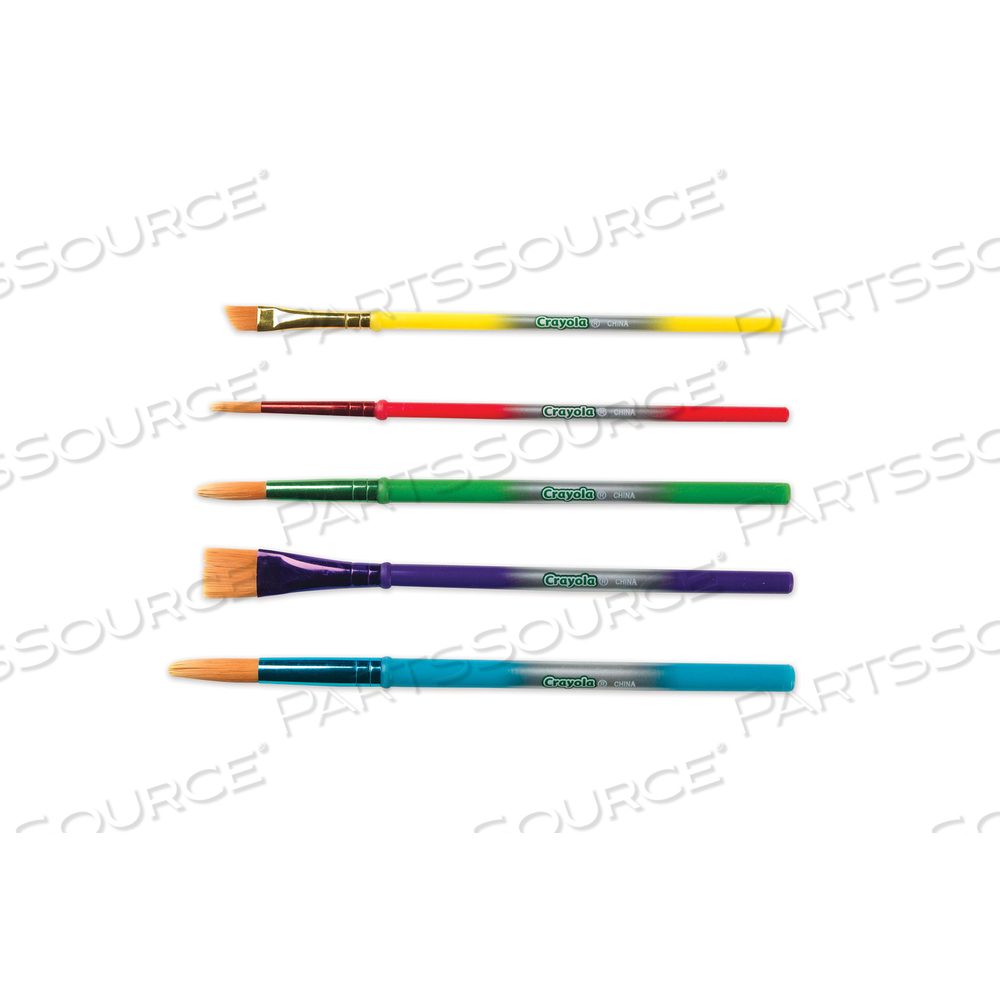 ARTS AND CRAFT BRUSH SET, ASSORTED SIZES, NATURAL HAIR, ANGLED, FLAT, ROUND by Crayola