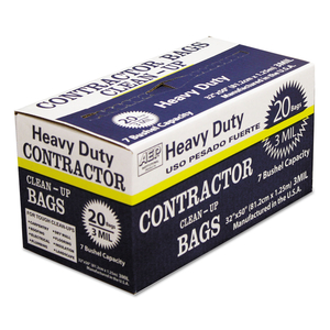 HEAVY-DUTY CONTRACTOR CLEAN-UP BAGS, 60 GAL, 3 MIL, 32" X 50", BLACK by AEP Industries Inc.