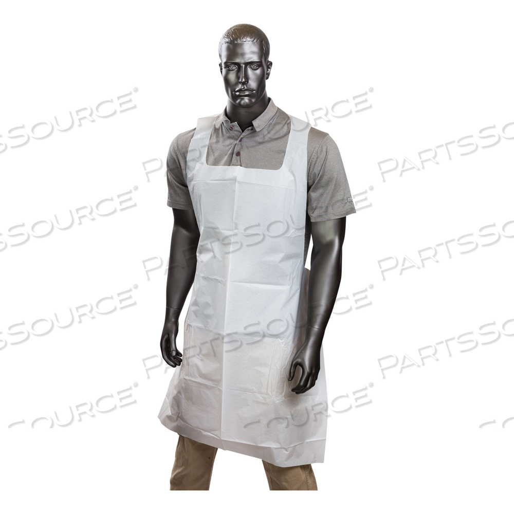 POLY APRON, 28 X 46, ONE SIZE FITS ALL, WHITE by Royal Paper POLY APRON, 28 X 46, ONE SIZE FITS ALL, WHITE by Royal Paper