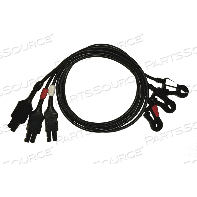 ECG LEAD WIRES CARBON RADIOTRANSLUCENT 3 LEAD SET, AHA COLOR CODE GRABBER, 30 IN by Ivy Biomedical