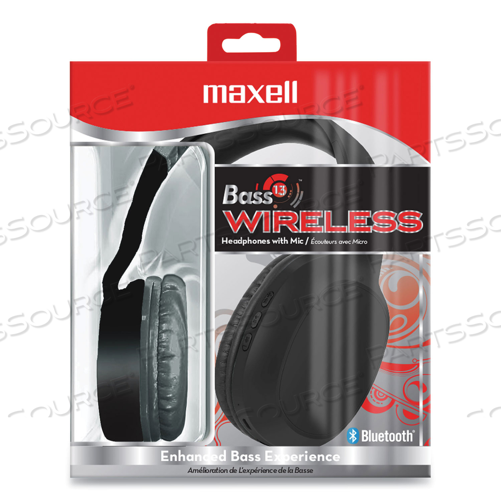 BASS 13 WIRELESS HEADPHONE WITH MIC, BLACK by Maxell