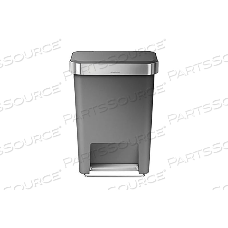 RECTANGULAR PLASTIC STEP CAN - 12 GALLON GRAY by Simplehuman