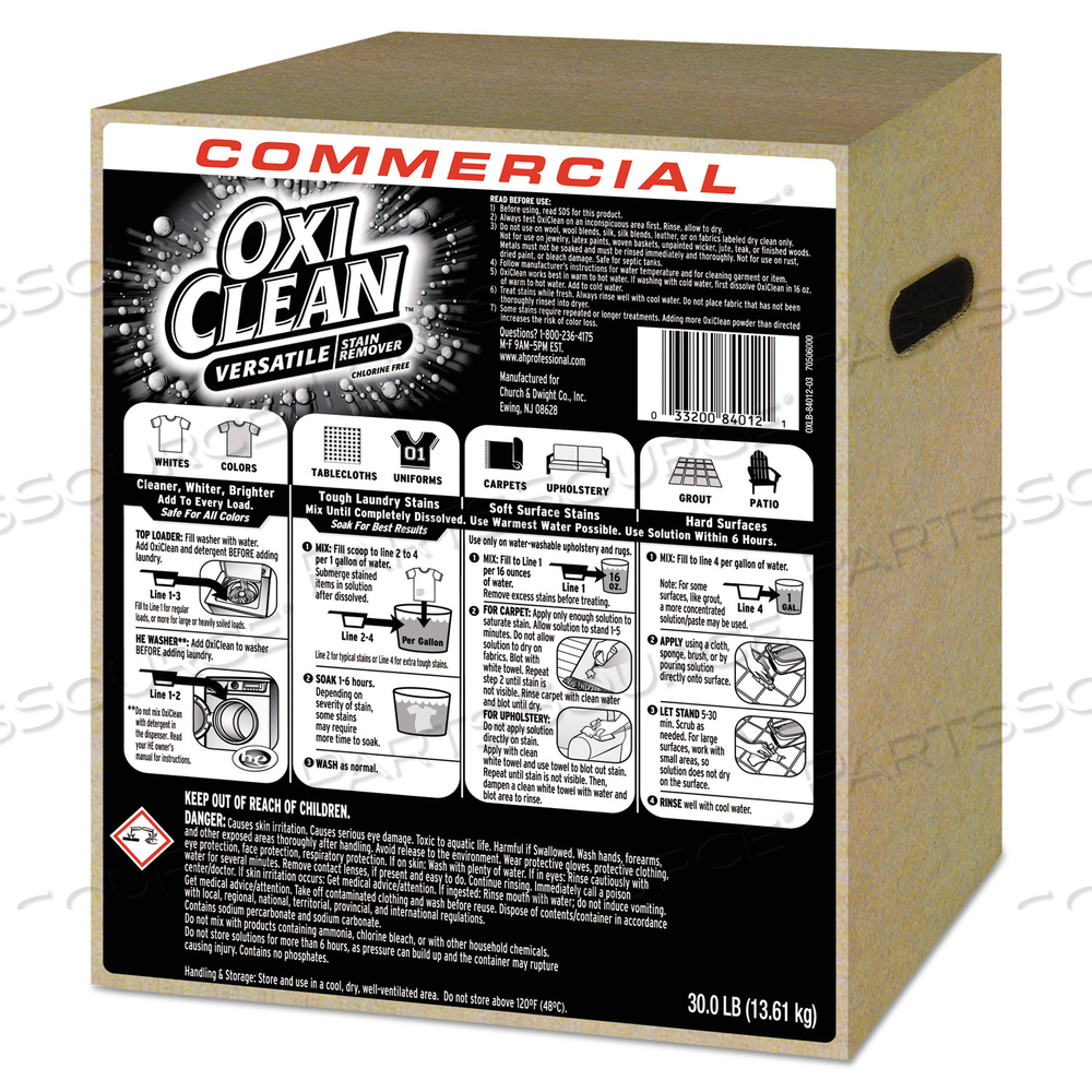 STAIN REMOVER, REGULAR SCENT, 30 LB BOX by Oxiclean