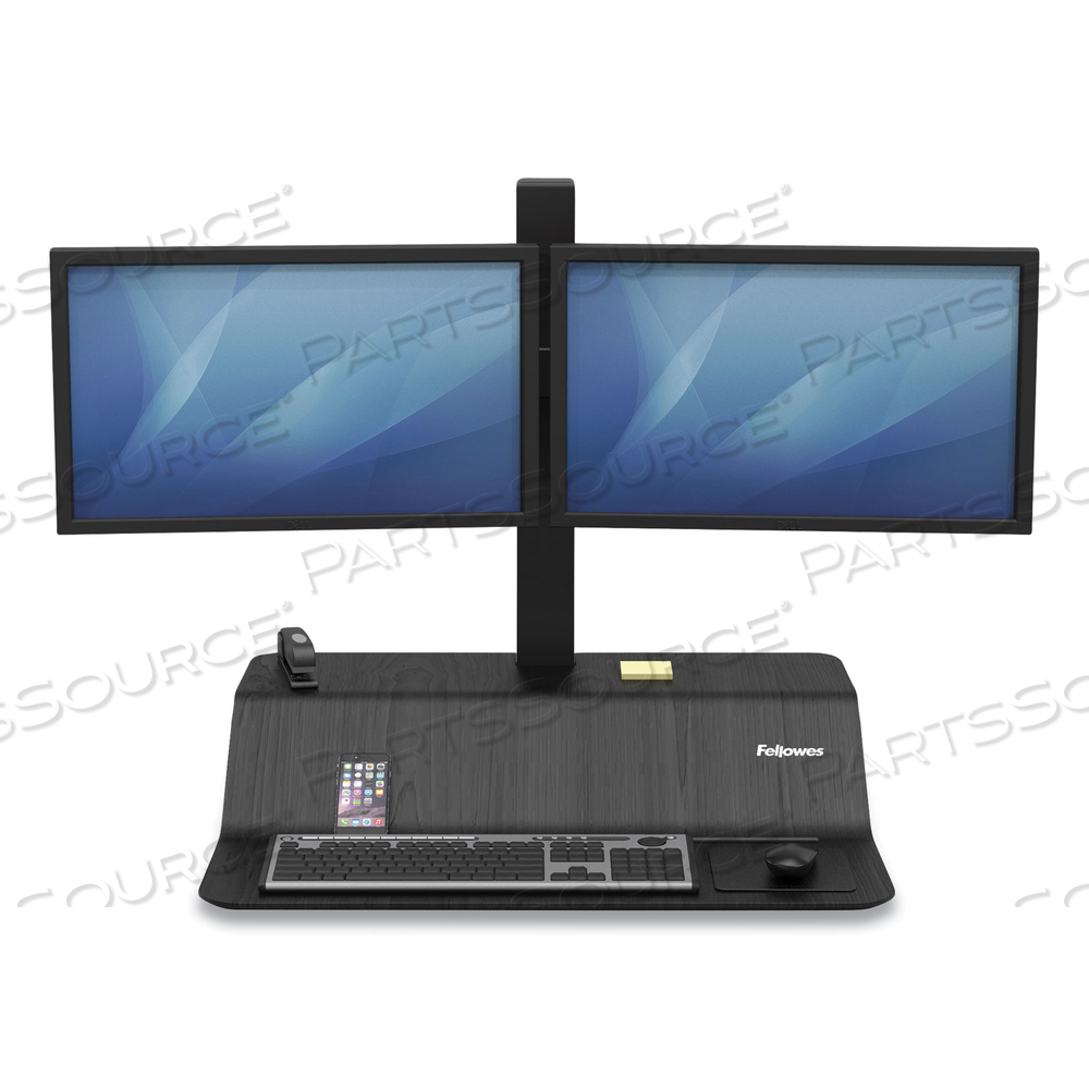LOTUS VE SIT-STAND WORKSTATION - DUAL, 29" X 28.5" X 42.5", BLACK by Fellowes
