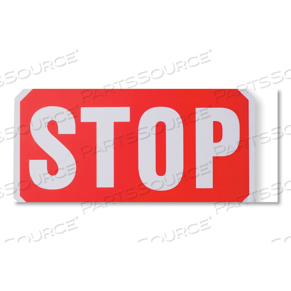 HANDHELD STOP SIGN, 18" RED/WHITE FACE, WHITE GRAPHICS by Tatco