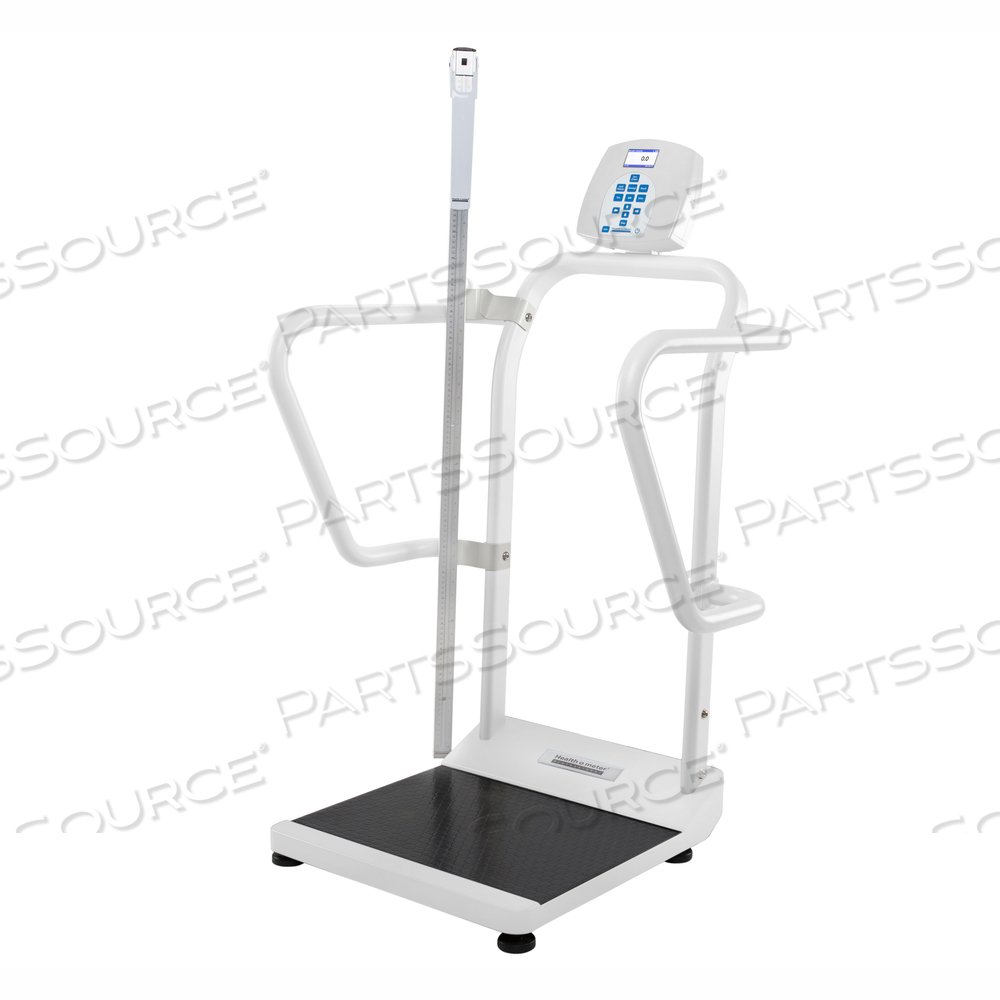 DIGITAL HANDRAIL SCALE WITH BUILT-IN PELSTAR WIRELESS TECHNOLOGY AND HEIGHT ROD KG ONLY 454 X 0.1 KG by Health O Meter Professional Scales