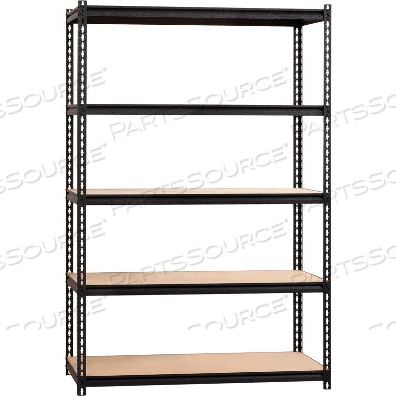 IRON HORSE HEAVY DUTY STORAGE RACK, 48"WX24"DX72"H, 5 SHELF, 2300LBS CAP, BLK by Hirsh IRON HORSE HEAVY DUTY STORAGE RACK, 48"WX24"DX72"H, 5 SHELF, 2300LBS CAP, BLK by Hirsh