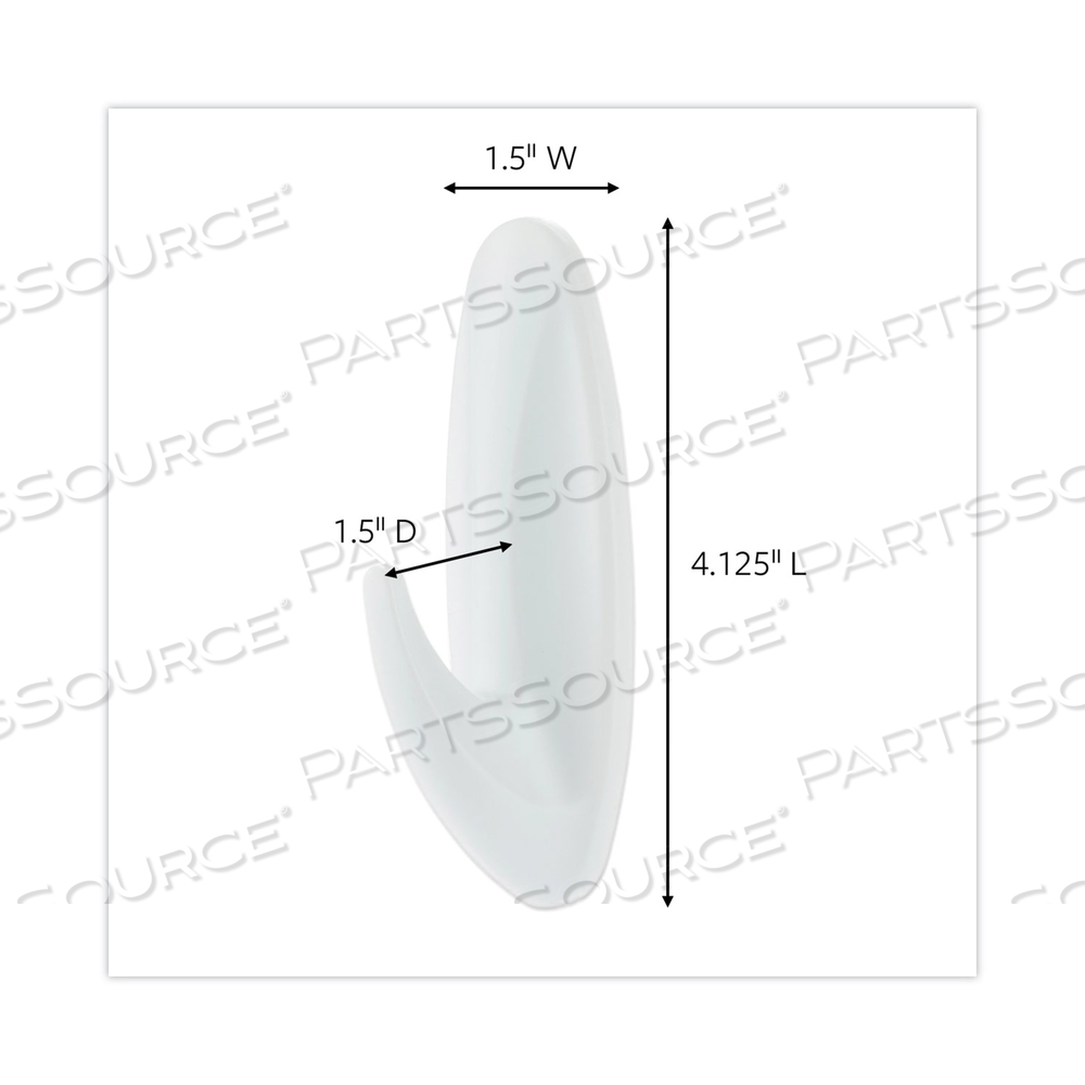 DESIGNER HOOKS, LARGE, PLASTIC, WHITE, 5 LB CAPACITY, 16 HOOKS AND 24 STRIPS/PACK by 3M Consumer