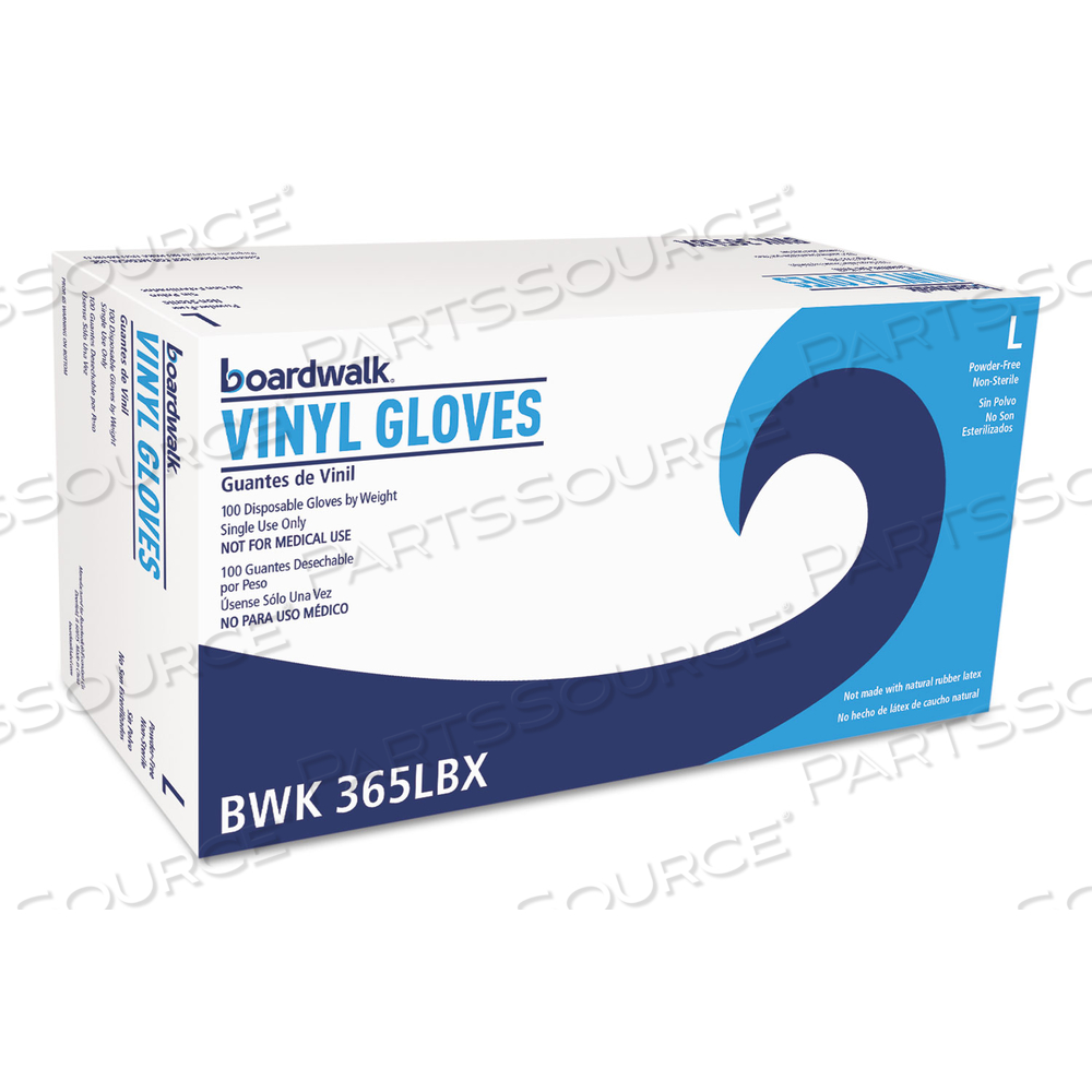 GENERAL PURPOSE VINYL GLOVES, POWDER/LATEX-FREE, 2.6 MIL, LARGE, CLEAR by Boardwalk