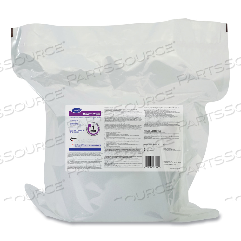 OXIVIR 1 WIPES, 11 X 12, CHERRY ALMOND SCENT, 160/REFILL PACK by Diversey