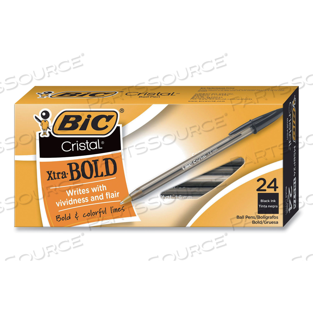 CRISTAL XTRA BOLD BALLPOINT PEN, STICK, BOLD 1.6 MM, BLACK INK, CLEAR BARREL by BIC