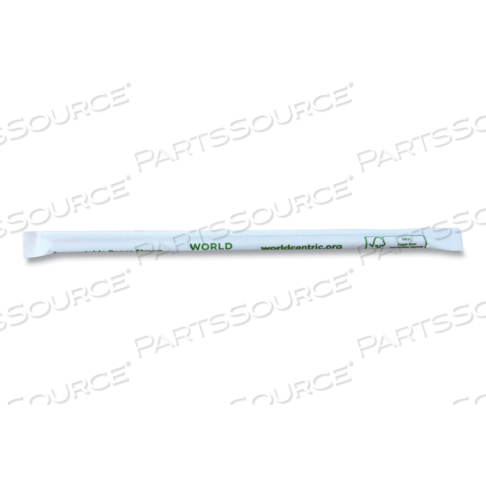 SUSTAINABLE KRAFT PAPER STRAWS, WRAPPED, 8", NATURAL by World Centric SUSTAINABLE KRAFT PAPER STRAWS, WRAPPED, 8", NATURAL by World Centric