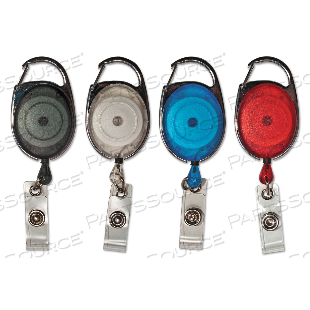 CARABINER-STYLE RETRACTABLE ID CARD REEL, 30" EXTENSION, ASSORTED COLORS by Advantus