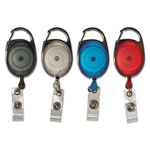 CARABINER-STYLE RETRACTABLE ID CARD REEL, 30" EXTENSION, ASSORTED COLORS by Advantus