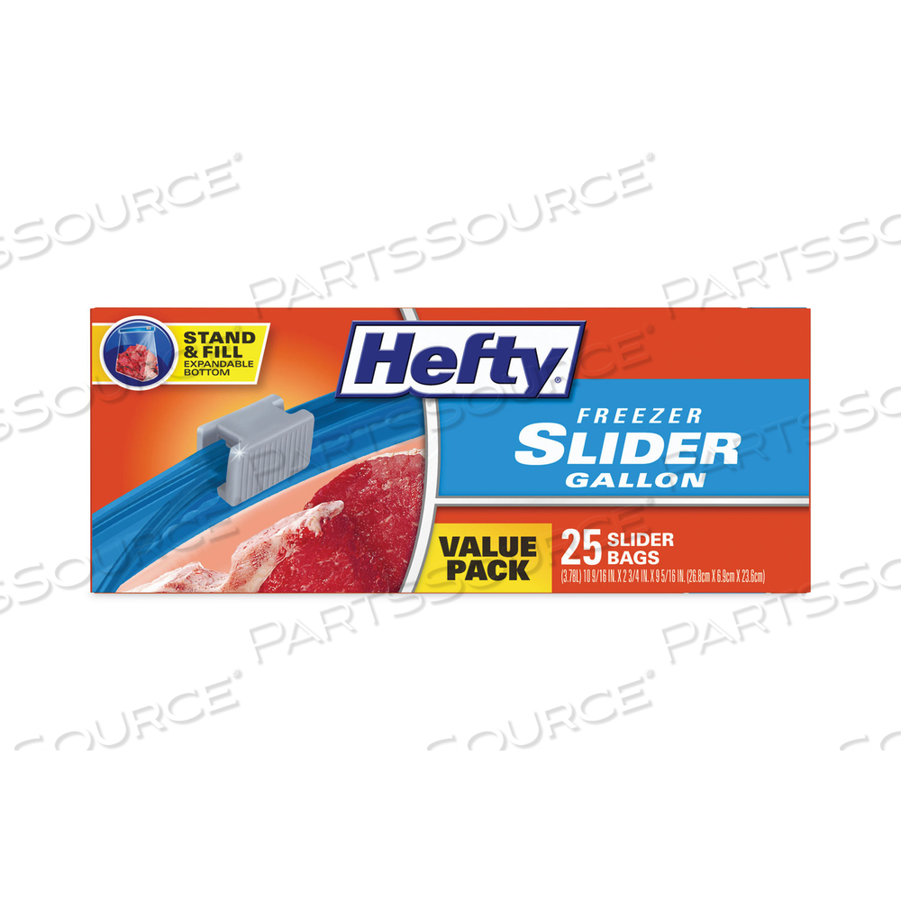 SLIDER BAGS, 1 GAL, 2.5 MIL, 10.56" X 11", CLEAR 