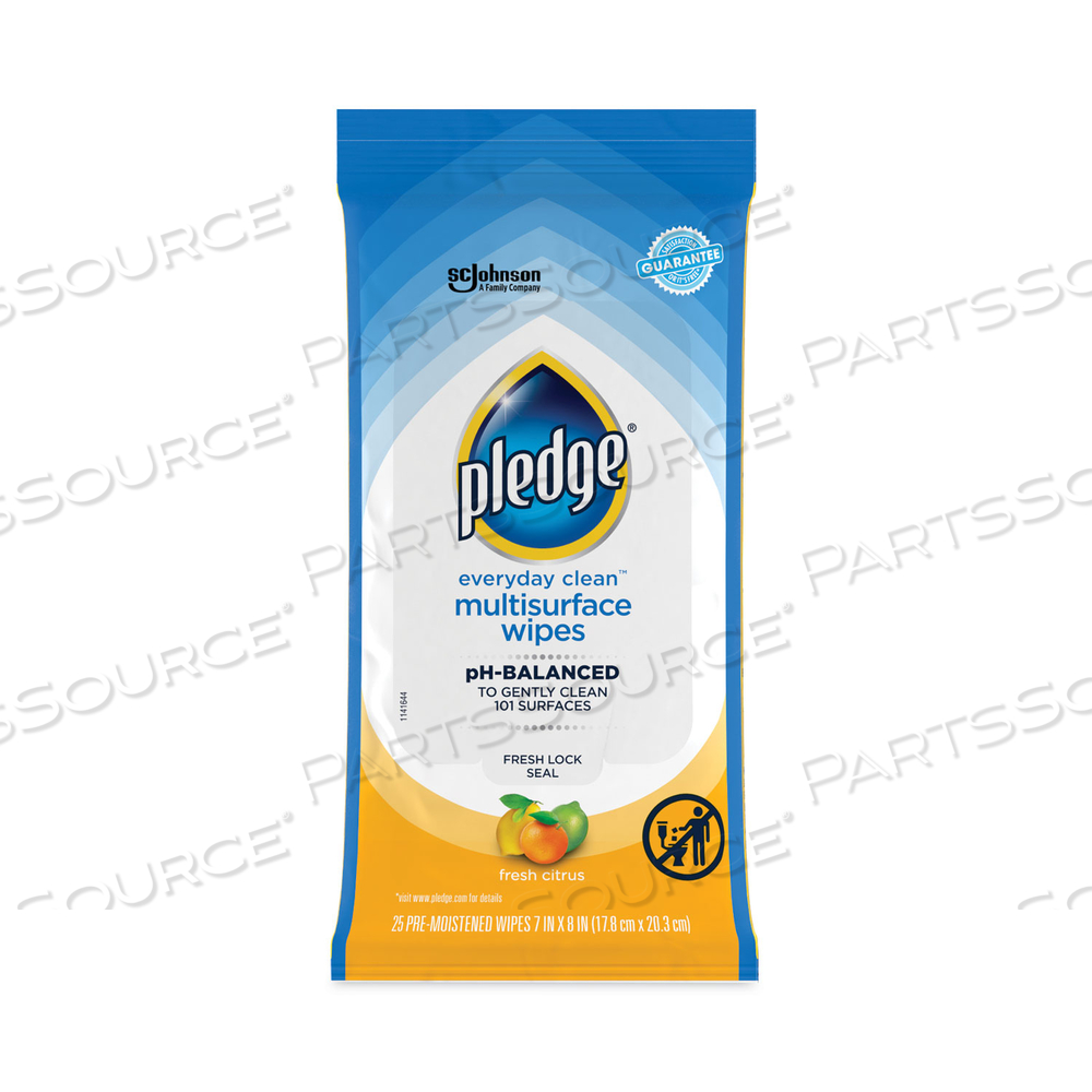 MULTI-SURFACE CLEANER WET WIPES, CLOTH, 7 X 10, FRESH CITRUS, 25 WIPES by Pledge