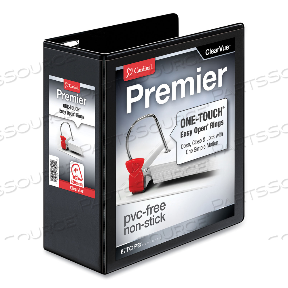 PREMIER EASY OPEN CLEARVUE LOCKING SLANT-D RING BINDER, 3 RINGS, 4" CAPACITY, 11 X 8.5, BLACK by Cardinal