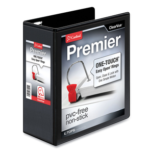 PREMIER EASY OPEN CLEARVUE LOCKING SLANT-D RING BINDER, 3 RINGS, 4" CAPACITY, 11 X 8.5, BLACK by Cardinal PREMIER EASY OPEN CLEARVUE LOCKING SLANT-D RING BINDER, 3 RINGS, 4" CAPACITY, 11 X 8.5, BLACK by Cardinal