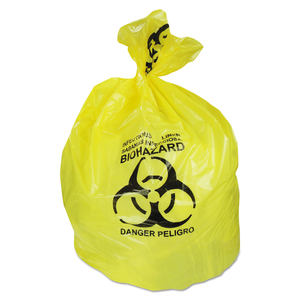 HEALTHCARE BIOHAZARD PRINTED CAN LINERS, 20-30 GAL, 1.3 MIL, 30" X 43", YELLOW by Heritage