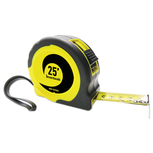 EASY GRIP TAPE MEASURE, 25 FT, PLASTIC CASE, BLACK AND YELLOW, 1/16" GRADUATIONS by Boardwalk