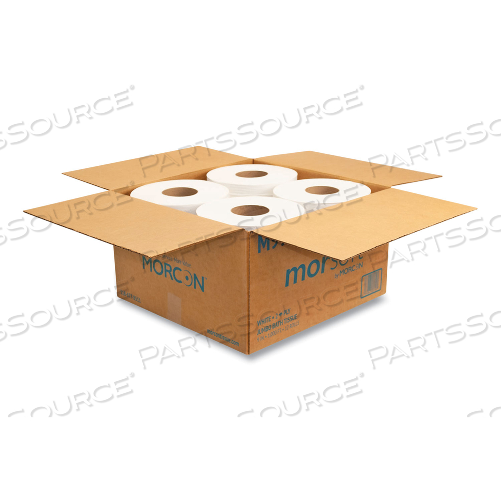 JUMBO BATH TISSUE, SEPTIC SAFE, 2-PLY, WHITE, 3.3" X 1,000 FT by Morcon Tissue JUMBO BATH TISSUE, SEPTIC SAFE, 2-PLY, WHITE, 3.3" X 1,000 FT by Morcon Tissue