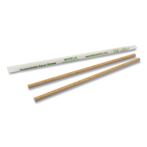 SUSTAINABLE KRAFT PAPER STRAWS, WRAPPED, 8", NATURAL by World Centric