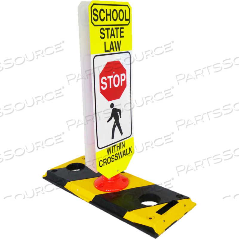 FLEXIBLE POST CROSSWALK SYSTEM, SCHOOL STATE LAW - STOP by Tire Conversion Technologies, Inc FLEXIBLE POST CROSSWALK SYSTEM, SCHOOL STATE LAW - STOP by Tire Conversion Technologies, Inc
