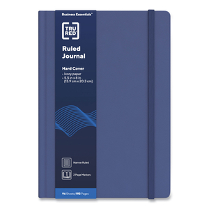 HARDCOVER BUSINESS JOURNAL, 1-SUBJECT, NARROW RULE, BLUE COVER, (96) 8 X 5.5 SHEETS by TRU RED