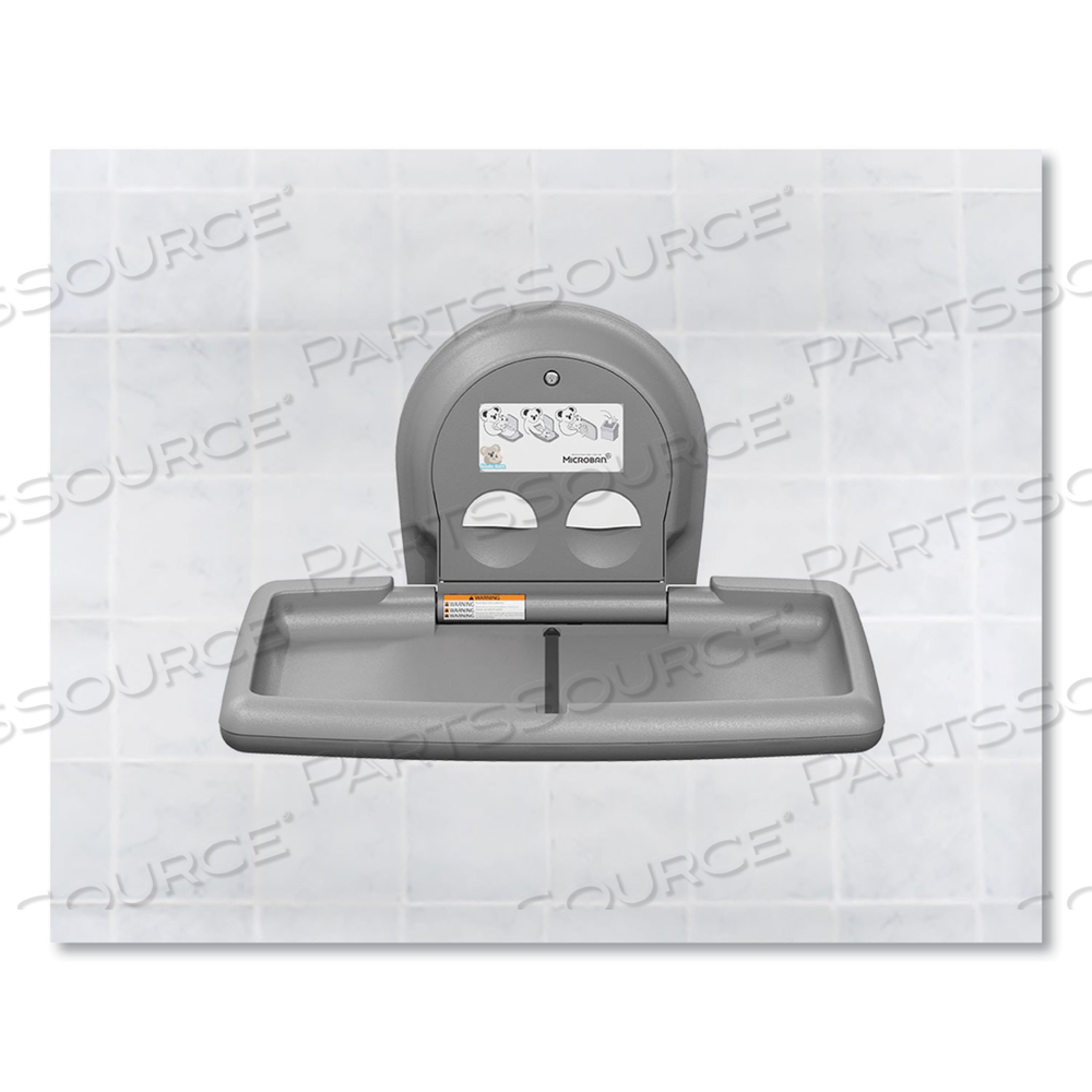BABY CHANGING STATION, WALL HORIZONTAL MOUNT, 36.5 X 21.25, GRAY 