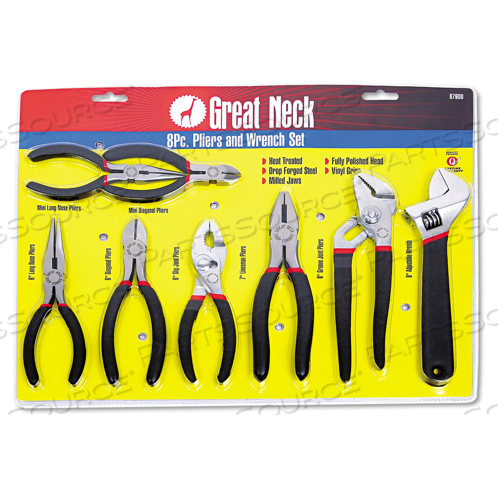 8-PIECE STEEL PLIERS AND WRENCH TOOL SET 