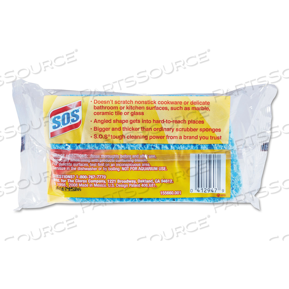 ALL SURFACE SCRUBBER SPONGE, 2.5 X 4.5, 0.9" THICK, DARK BLUE by S.O.S