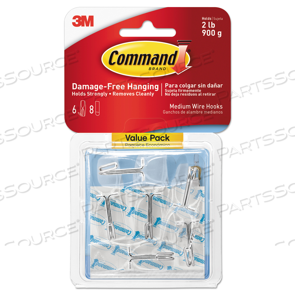 CLEAR HOOKS AND STRIPS, MEDIUM, PLASTIC, 2 LB CAPACITY, 6 HOOKS AND 8 STRIPS/PACK by 3M Consumer