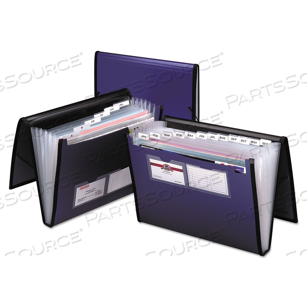 PROFESSIONAL EXPANDING ORGANIZER, 7 SECTIONS, ELASTIC CORD CLOSURE, 1/6-CUT TABS, LETTER SIZE, BLUE by Esselte Pendaflex Corp.