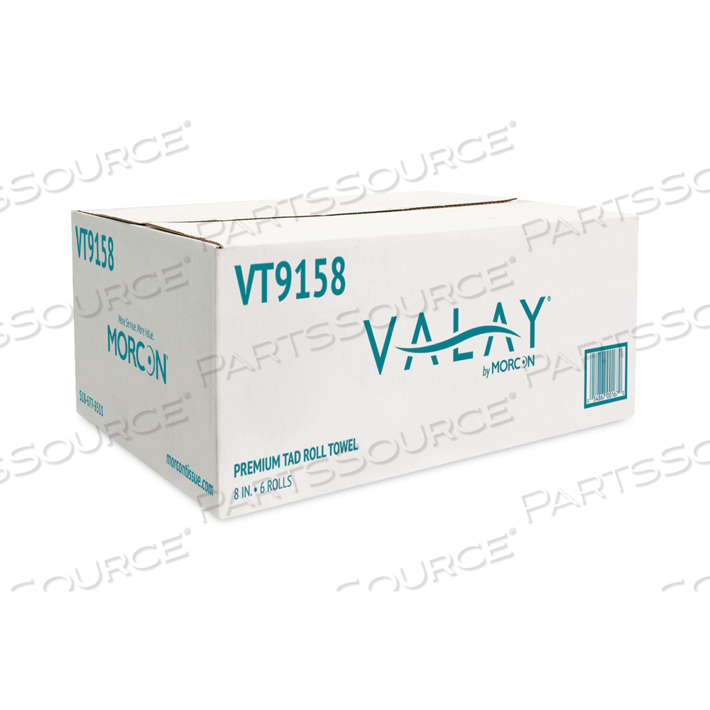 VALAY UNIVERSAL TAD ROLL TOWELS, 1-PLY, 8" X 600 FT, WHITE/CARTON by Morcon Tissue