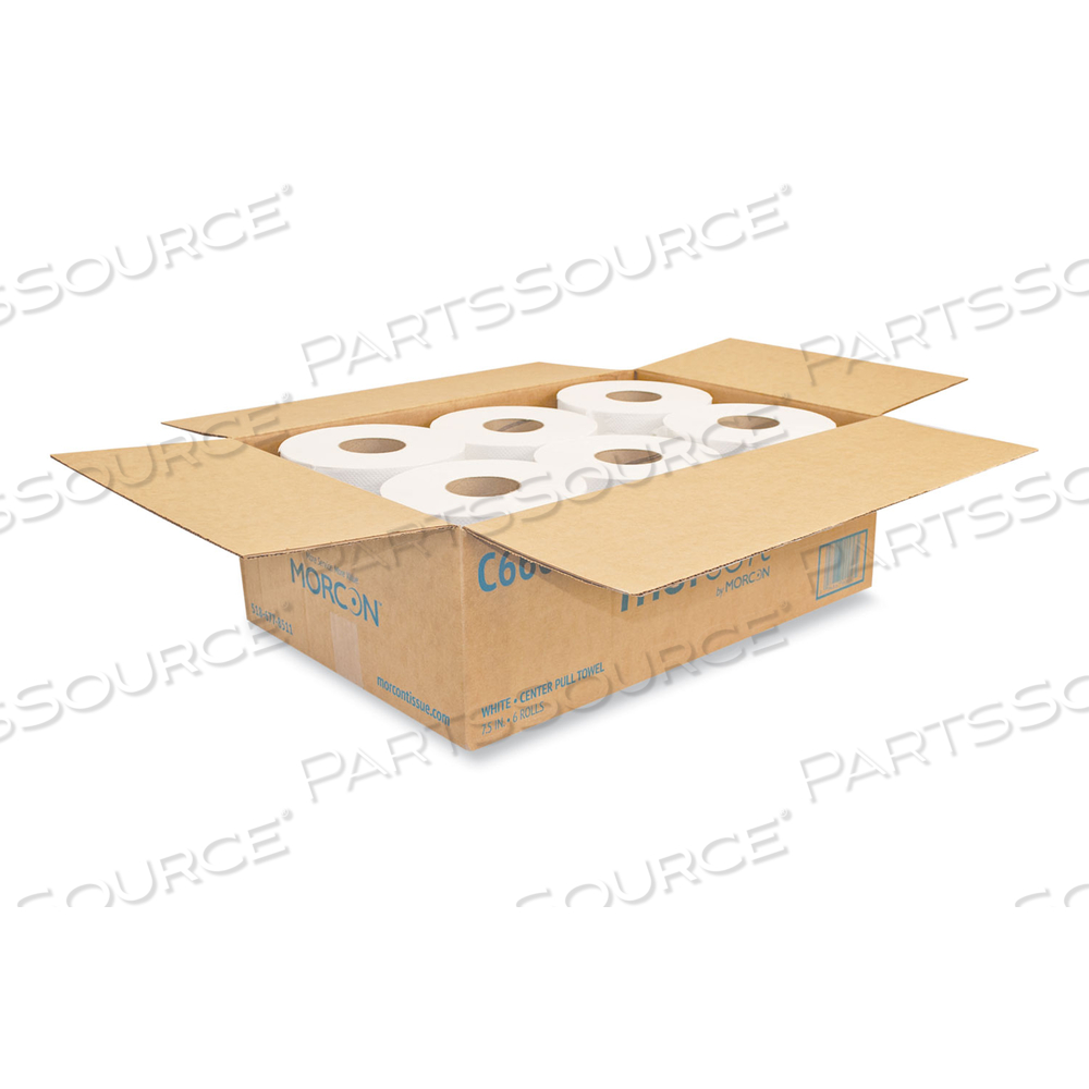 MORSOFT CENTER-PULL ROLL TOWELS, 2-PLY, 6.9" DIA, WHITE, 600 SHEETS/ROLL/CARTON by Morcon Tissue MORSOFT CENTER-PULL ROLL TOWELS, 2-PLY, 6.9" DIA, WHITE, 600 SHEETS/ROLL/CARTON by Morcon Tissue