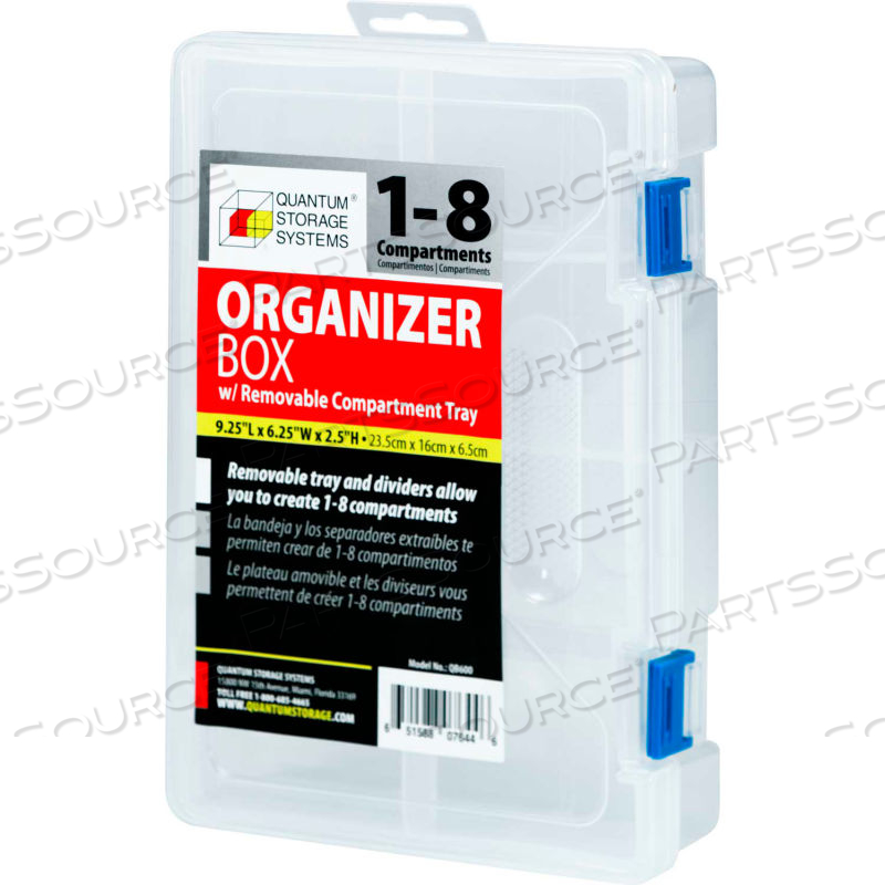 ORGANIZER BOX - 1-8 ADJUSTABLE COMPARTMENTS 9-1/4"L X 6-1/4"W X 2-3/16"H by Quantum Storage Systems ORGANIZER BOX - 1-8 ADJUSTABLE COMPARTMENTS 9-1/4"L X 6-1/4"W X 2-3/16"H by Quantum Storage Systems