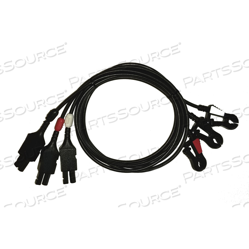 ECG LEAD WIRES CARBON RADIOTRANSLUCENT 3 LEAD SET, AHA COLOR CODE GRABBER, 24 IN by Ivy Biomedical