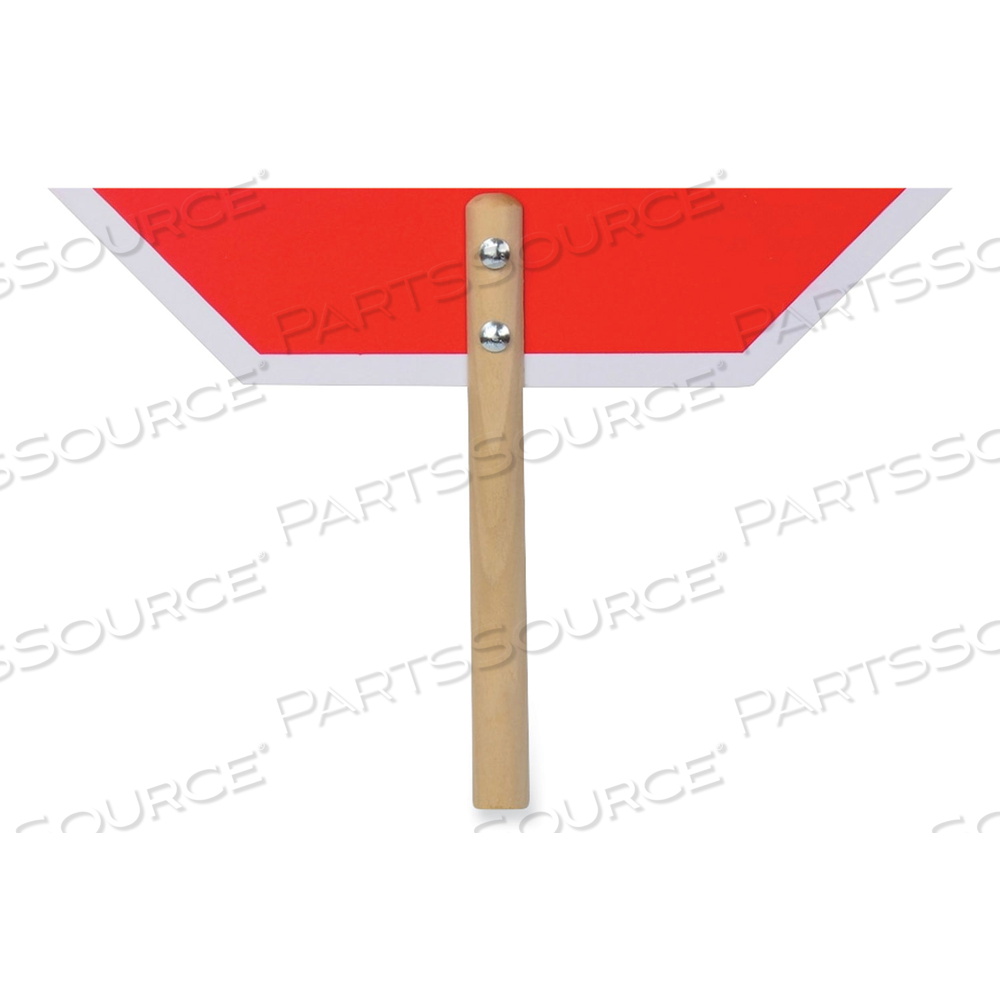 HANDHELD STOP SIGN, 18" RED/WHITE FACE, WHITE GRAPHICS by Tatco