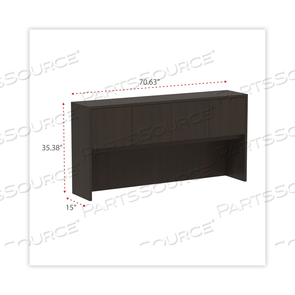 ALERA VALENCIA SERIES HUTCH WITH DOORS, 4 COMPARTMENTS, 70.63W X 15D X 35.38H, ESPRESSO by Alera