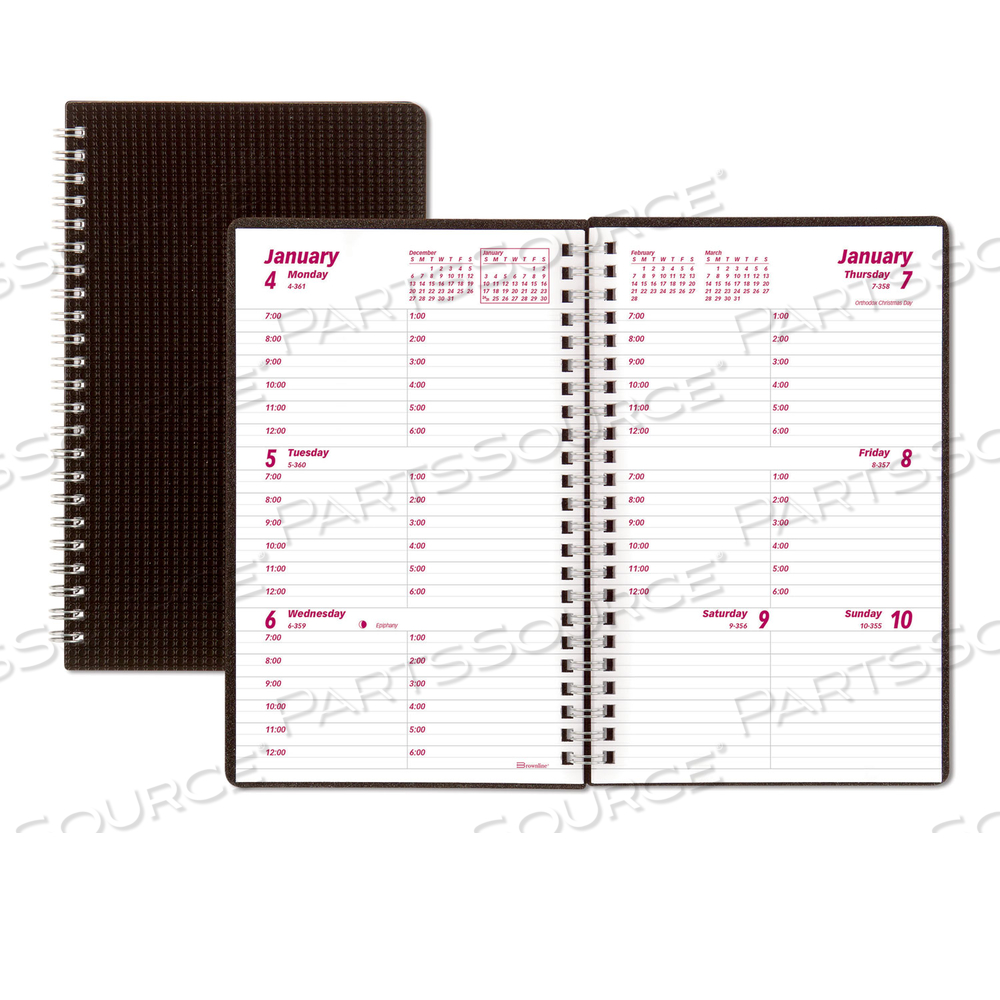 DURAFLEX WEEKLY PLANNER, 8 X 5, BLACK COVER, 12-MONTH (JAN TO DEC): 2023 by Brownline