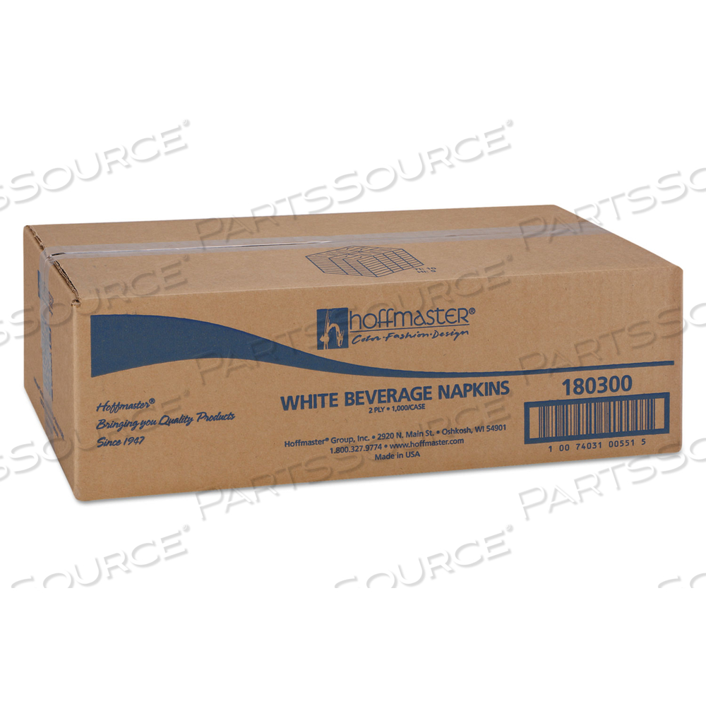 BEVERAGE NAPKINS, 2-PLY 9 1/2 X 9 1/2, WHITE, EMBOSSED by Hoffmaster